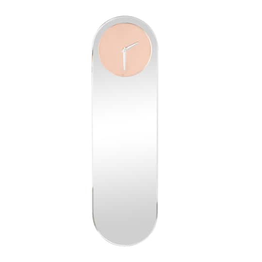 8" x 28" Silver Glass Decorative Wall Clock